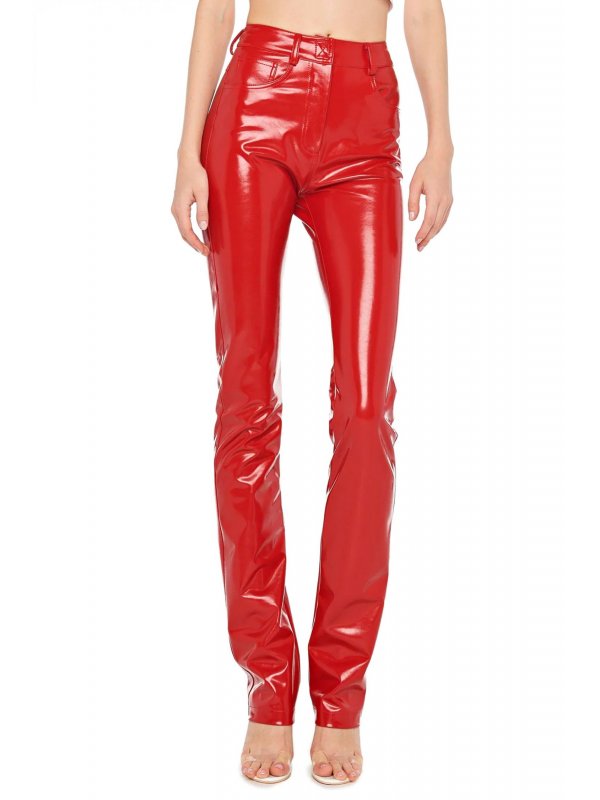 NORMA KAMALI ΠΑΝΤΕΛΟΝΙ HIGH WAIST BOOT LEG JEAN FAUX LEATHER ΚΟΚΚΙΝΟ