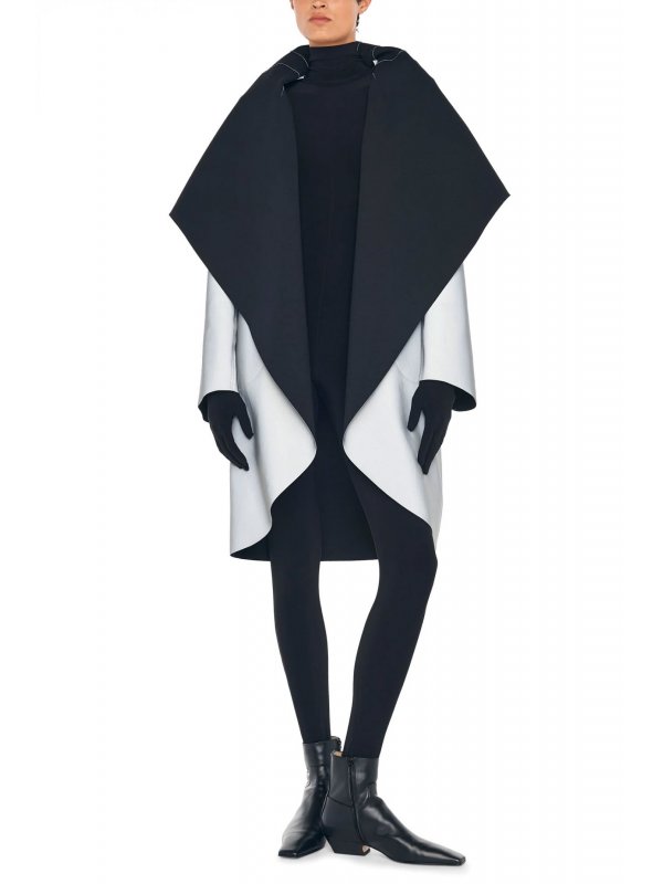 NORMA KAMALI ΠΑΛΤΟ / ΕΣΑΡΠΑ ΔΙΠΛΗΣ ΟΨΕΩΣ ΓΚΡΙ ΜΕΤΑΛΛΙΖΕ / ΜΑΥΡΟ