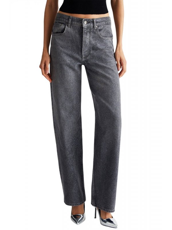 LIU-JO ΠΑΝΤΕΛΟΝΙ JEANS STRAIGHT GLITTER ΣΚΟΥΡΟ ΓΚΡΙ