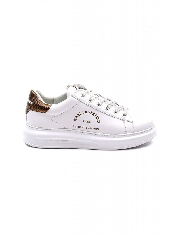 KARL LAGERFELD ΠΑΠΟΥΤΣΙΑ SNEAKERS MAISON KARL LACE ΛΕΥΚΟ-ΜΠΡΟΝΖΕ