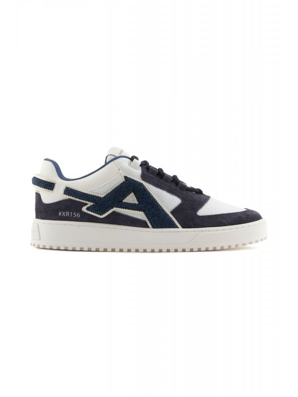 EMPORIO ARMANI ΠΑΠΟΥΤΣΙΑ SNEAKERS LOGO ΛΕΥΚΟ-ΜΠΛΕ