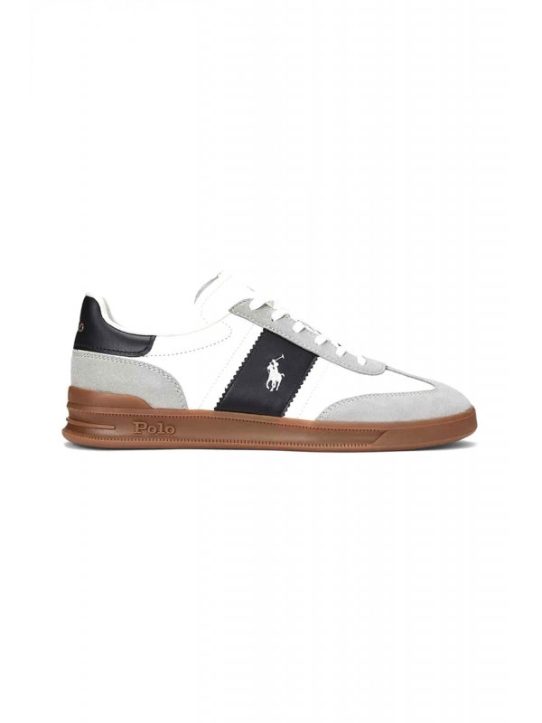 RALPH LAUREN ΠΑΠΟΥΤΣΙΑ SNEAKERS HRT AERA PP-SK-LTL ΛΕΥΚΟ-ΜΑΥΡΟ-ΓΚΡΙ