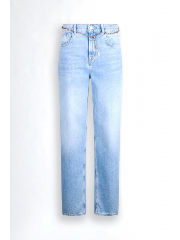 LIU -JO ΠΑΝΤΕΛΟΝΙ JEANS STRAIGHT FIT ΖΩΝΗ ΑΛΥΣΙΔΑ ΣΙΕΛ