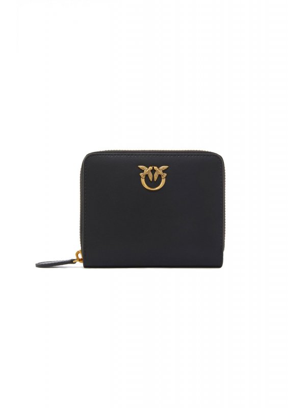 PINKO ΠΟΡΤΟΦΟΛΙ TAYLOR ZIP AROUND VITELLO SETA ΜΑΥΡΟ