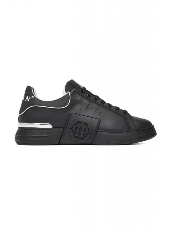 PHILIPP PLEIN ΠΑΠΟΥΤΣΙΑ SNEAKERS LOW TOP HEXAGON LOGO ΜΑΥΡΟ