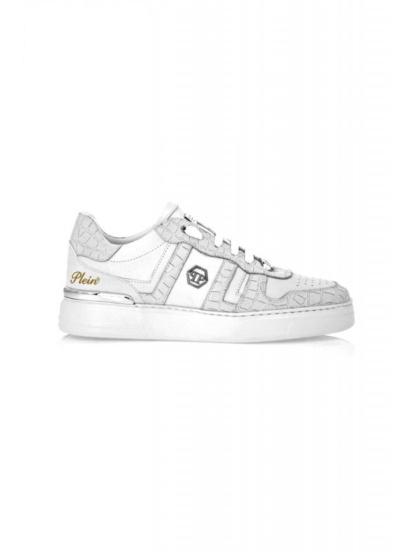 PHILIPP PLEIN ΠΑΠΟΥΤΣΙΑ SNEAKERS NUBUCK LOW TOP SNEAKERS COCCO ΛΕΥΚΟ