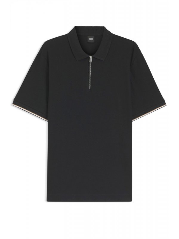 BOSS POLO HALFZIP C-PEI 04 ΜΑΥΡΟ
