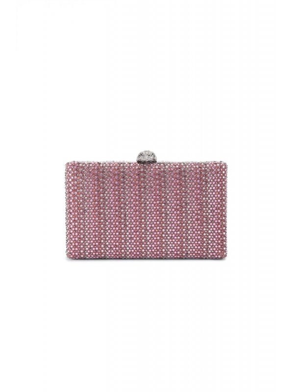 KURT GEIGER TΣΑΝΤΑ CROSSBODY/ΩΜΟΥ CRYSTAL KENSINGTON CLUTCH ΣΤΡΑΣ ΑΛΥΣΙΔΑ LOGO ΡΟΖ