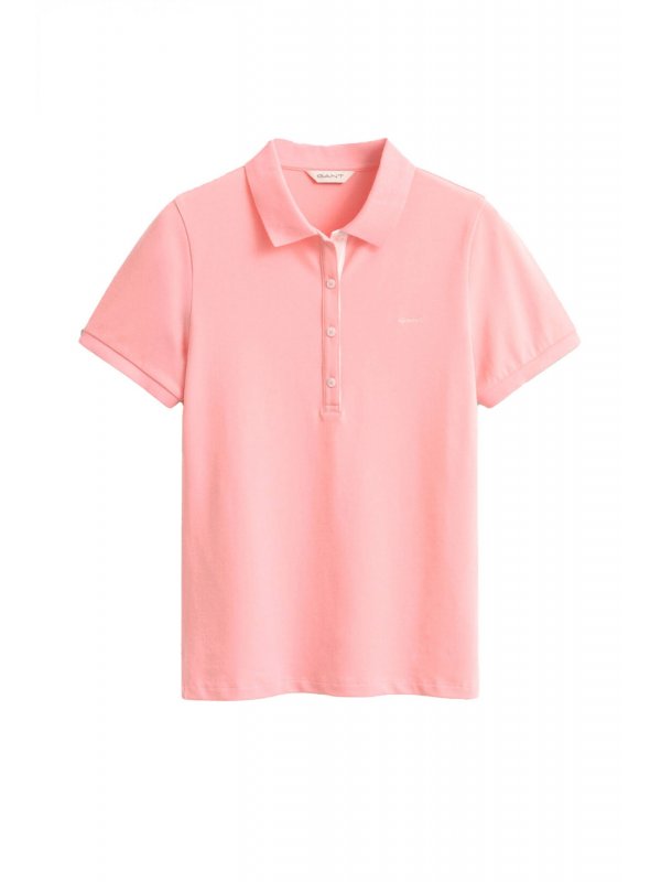 GANT POLO SLIM FIT PIQUE CONTRAST  ΡΟΖ