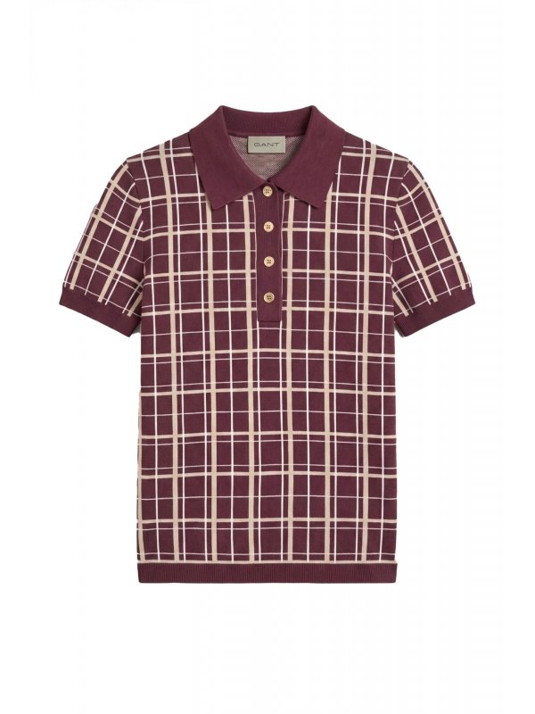 GANT ΠΟΥΛΟΒΕΡ CHECKED KNIT RUGGER ΜΠΟΡΝΤΟ ΜΠΕΖ