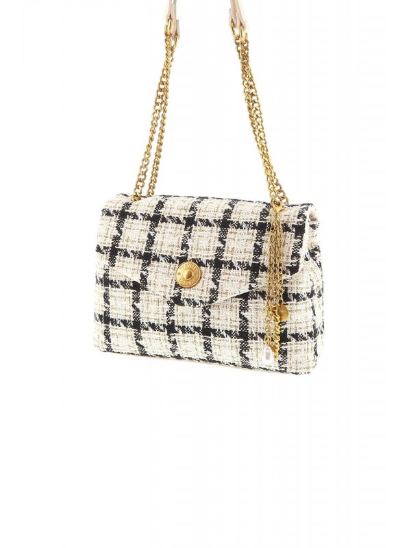 TWINSET ΤΣΑΝΤΑ ΩΜΟΥ/CROSSBODY ΚΑΡΩ ΕΚΡΟΥ-ΜΑΥΡΟ