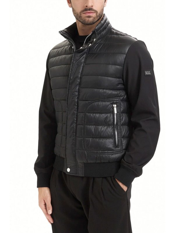 KARL LAGERFELD ΜΠΟΥΦΑΝ ΦΟΥΣΚΩΤΟ LOGO SLEEVES LOGO ZIP POCKETS ΜΑΥΡΟ