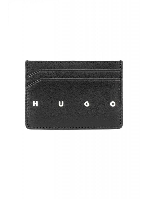 HUGO ΘΗΚΗ ΚΑΡΤΩΝ REHX_CARDCASE ΔΕΡΜΑ LOGO ΜΑΥΡΟ