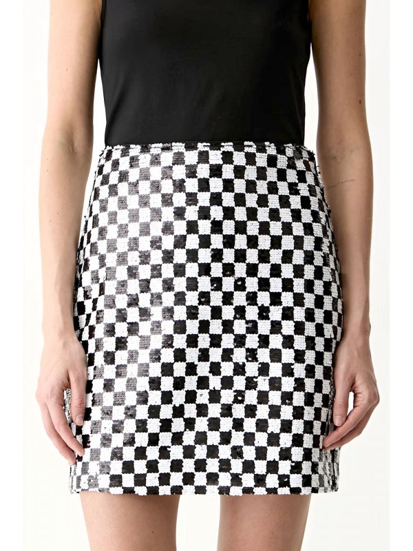 KARL LAGERFELD ΦΟΥΣΤΑ MINI CHECKERBOARD SEQUIN ΠΑΓΙΕΤΑ ΜΑΥΡΟ-ΛΕΥΚΟ