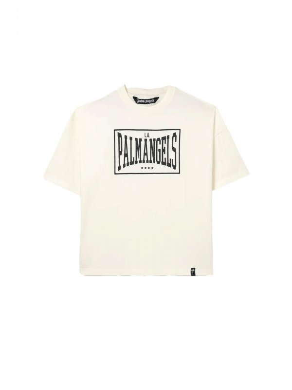 PALM ANGELS T-SHIRT VINTAGE BOX LOGO LOOSE TEE ΕΚΡΟΥ-ΜΑΥΡΟ