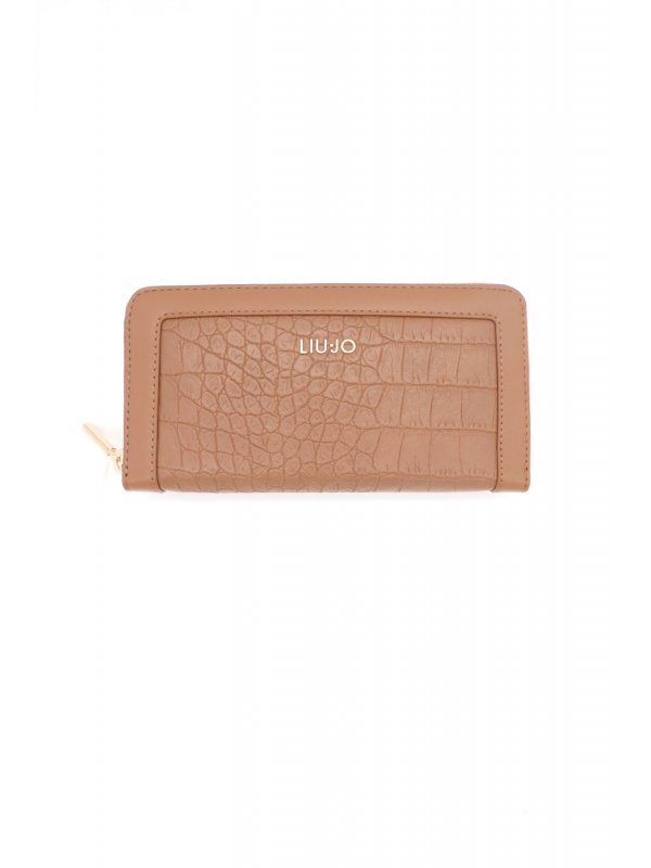 LIU-JO BETTER ΠΟΡΤΟΦΟΛΙ CROCCO LOGO ΜΕΤΑΛΛΙΚΟ ΚΑΦΕ