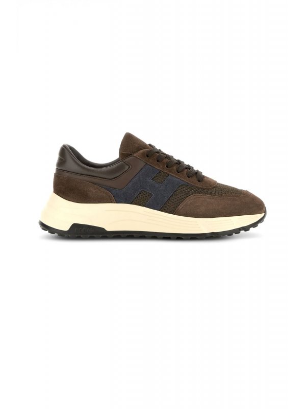 HOGAN ΠΑΠΟΥΤΣΙΑ SNEAKERS HYPERLIGHT ALLACCIATO H ΚΑΦΕ-ΜΠΛΕ