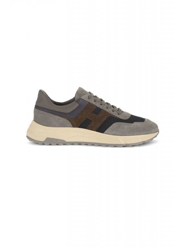 HOGAN ΠΑΠΟΥΤΣΙΑ SNEAKERS HYPERLIGHT ALLACCIATO H ΓΚΡΙ-ΜΠΛΕ-ΚΑΦΕ