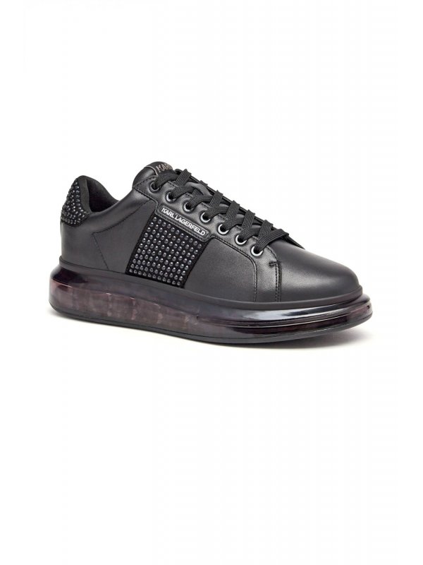 KARL LAGERFELD ΠΑΠΟΥΤΣΙΑ SNEAKERS KAPRI KUSHION Rhinestone Band Lo Lace ΜΑΥΡΟ