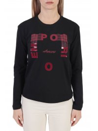 EMPORIO ARMANI T-SHIRT ΜΑΚΡΥ ΜΑΝΙΚΙ LOGO ΚΕΝΤΗΜΑ ΛΕΥΚΟ - Image 9