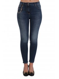 ELISABETTA FRANCHI ΠΑΝΤΕΛΟΝΙ JEANS FLARE ΨΗΛΟΜΕΣΟ ΚΟΥΜΠΙΑ ΧΡΥΣΑ ΤΣΕΠΕΣ ΜΠΛΕ - Image 10