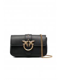 PINKO PINKO ΤΣΑΝΤΑΚΙ LOVE ONE POCKET C VITELLO SETA ΑΛΥΣΙΔΑ ΜΑΥΡΟ /ΧΡΥΣΟ