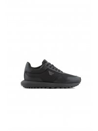EMPORIO ARMANI EMPORIO ARMANI  ΠΑΠΟΥΤΣΙΑ SNEAKERS LOGO ΜΑΥΡΟ