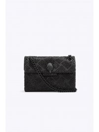 KURT GEIGER KURT GEIGER ΤΣΑΝΤΑKI CROSS BODY FABRIC MINI KENSINGTON METAΛΛΙΚΑ ΣΤΡΑΣ ΑΛΥΣΙΔΑ MAYΡΟ