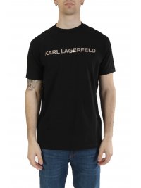 KARL LAGERFELD KARL LAGERFELD T-SHIRT CREWNECK LOGO ΜΑΥΡΟ