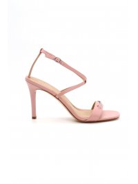 MICHAEL KORS MICHAEL KORS ΠΑΠΟΥΤΣΙΑ ΠΕΔΙΛΑ LENA HEELED SANDAL METAΛΛΙΚΟ LOGO ΡΟΖ