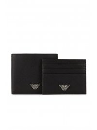 EMPORIO ARMANI EMPORIO ARMANI ΣΕΤ ΠΟΡΤΟΦΟΛΙ ΘΗΚΗ ΚΑΡΤΩΝ LOGO ΜΑΥΡΟ