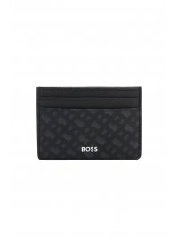 BOSS  BOSS ΘΗΚΗ ΚΑΡΤΩΝ ZAIR_MN_S  CARD ALL OVER LOGO ΜΑΥΡΟ-ΓΚΡΙ