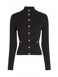 KARL LAGERFELD KARL LAGERFELD ΖΑΚΕΤΑ ΠΛΕΚΤΟ RIB KNIT CARDIGAN ΛΟΥΠΕΤΟ ΚΟΥΜΠΙΑ ΜΑΥΡΟ