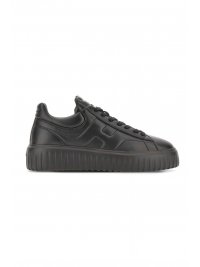 HOGAN HOGAN ΠΑΠΟΥΤΣΙΑ SNEAKERS H-STRIPES ALLACCIATO H  ΔΕΡΜΑ ΜΑΥΡΟ