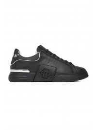 PHILIPP PLEIN PHILIPP PLEIN ΠΑΠΟΥΤΣΙΑ SNEAKERS LOW TOP HEXAGON LOGO ΜΑΥΡΟ