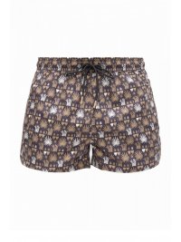 BOSS  BOSS BEACHWEAR ΜΑΓΙΩ CALA FLORAL ΜΑΥΡΟ-ΚΑΦΕ