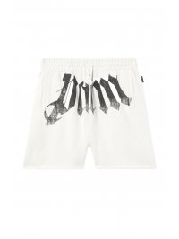 PALM ANGELS PALM ANGELS ΒΕΡΜΟΥΔΑ  M BIG WAIST LOGO SWEATSHORTS ΛΕΥΚΟ-ΜΑΥΡΟ