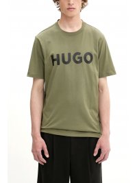 HUGO HUGO T-SHIRT DULIVIO LOGO ΧΑΚΙ-ΜΑΥΡΟ