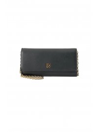 HUGO HUGO ΤΣΑΝΤΑΚΙ-ΠΟΡΤΟΦΟΛΙ CROSSBODY MEELO_CHAIN WALLET LOGO ΜΕΤΑΛΛΙΚΟ ΜΑΥΡΟ