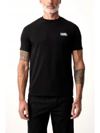 KARL LAGERFELD KARL LAGERFELD T-SHIRT CREWNECK  LOGO ΜΑΥΡΟ