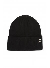 KARL LAGERFELD KARL LAGERFELD ΣΚΟΥΦΟΣ IKON PIN BEANIE LOGO ΜΕΤΑΛΛΙΚΟ ΜΑΥΡΟ