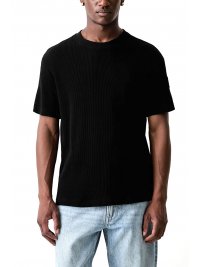 KARL LAGERFELD JEANS KARL LAGERFELD JEANS T-SHIRT REGULAR FIT SS WAFFLE TEE ΜΑΥΡΟ