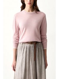 KARL LAGERFELD KARL LAGERFELD ΠΛΕΚΤΟ ESSENTIAL MERINO WOOL CREWNECK REGULAR FIT LOGO ΡΟΖ