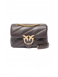 PINKO PINKO ΤΣΑΝΤΑ PUFF MINI NEW BUCKLE SHEEP NAPPA ΚΑΦΕ