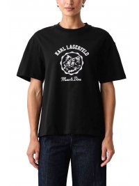 KARL LAGERFELD KARL LAGERFELD T-SHIRT IKON C MUSE OVERSIZED FIT LOGO ΜΑΥΡΟ