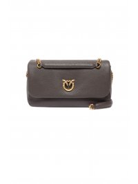 PINKO PINKO ΤΣΑΝΤΑ CLICK SOFT HORIZONTAL CHAIN CL. SHEEP BIG GRAIN ΚΑΦΕ