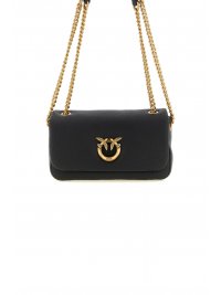 PINKO PINKO ΤΣΑΝΤΑ  CLICK SOFT HORIZONTAL CHAIN MN. SHEEP BIG GRAIN ΜΑΥΡΟ