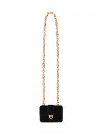 PINKO PINKO ΤΣΑΝΤΑΚΙ ΜΙΝΙ POCKET NECKLACE SUEDE ΜΑΥΡΟ
