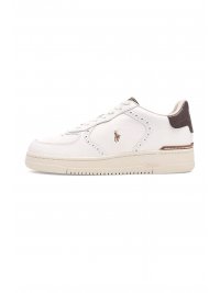 RALPH LAUREN RALPH LAUREN ΠΑΠΟΥΤΣΙΑ SNEAKERS LTR/TWEED/CROC LTHR-MASTR CT BRO-SK-LTL ΛΕΥΚΟ-ΚΑΦΕ