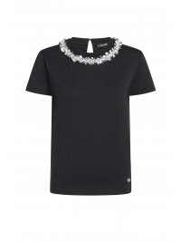 KARL LAGERFELD KARL LAGERFELD T-SHIRT EMBELLISHED DETAIL REGULAR FIT ΠΑΓΙΕΤΑ ΜΑΥΡΟ